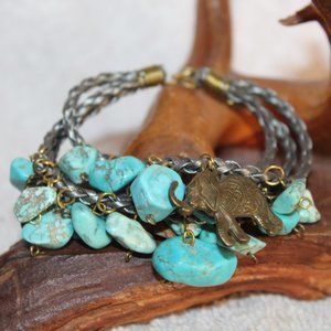 Turquoise bracelet with elephant charm